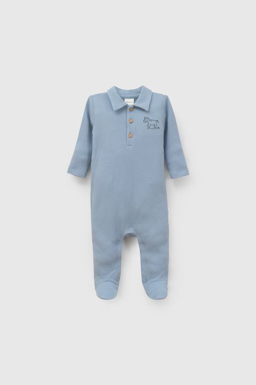 Body Celeste de Algodón para Bebé con Botones de Oso Waffle