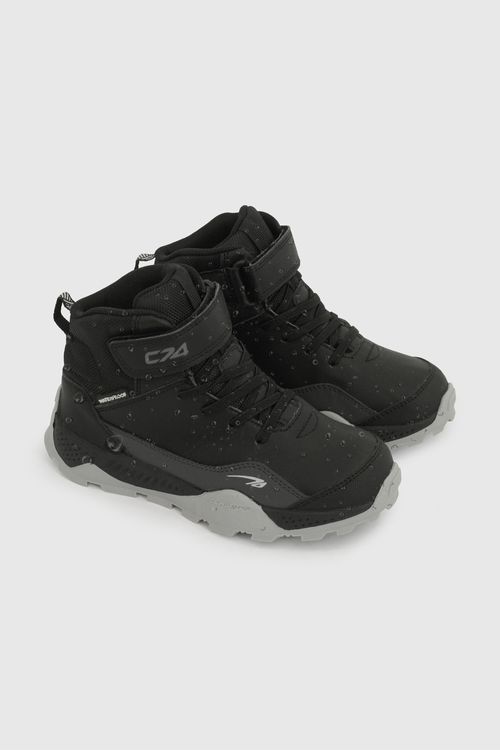 Botín Outdoor Negro Unisex para Niño de Velcro y Cordón Elástico