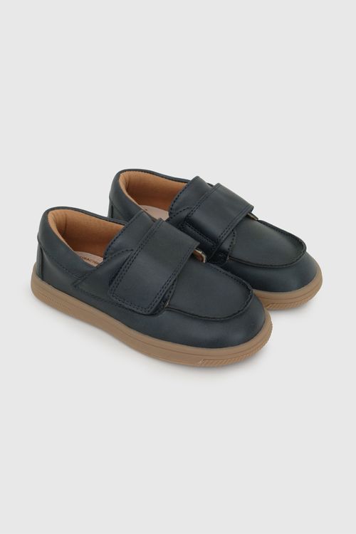 Zapato Azul de Niño en Sintético, Textil y Cuero con Velcro y Suela TR