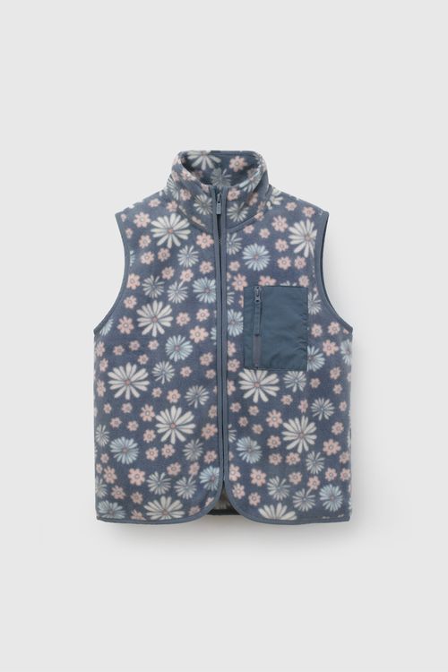 Polerón Polar Celeste de Niña con Estampado de Flores