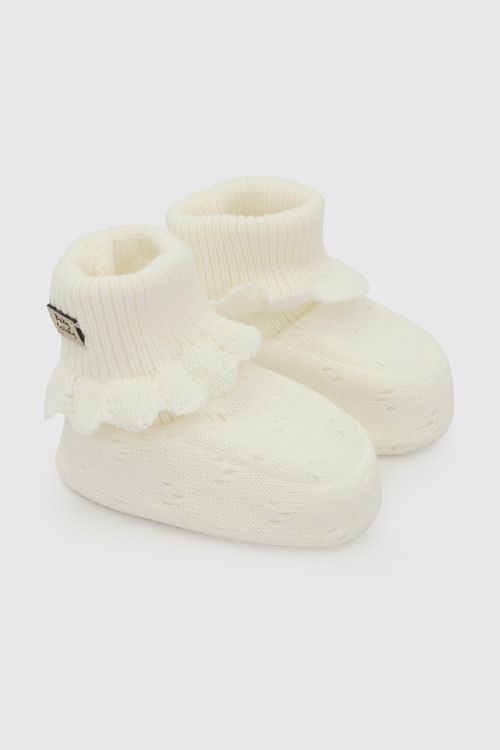 Zapato Tejido Blanco Bebé de Niña con Suela Media-Alta y Suavidad Interior