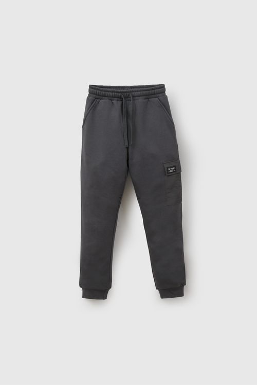 Pantalón Buzo Cargo Niño Gris de Algodón y Poliéster