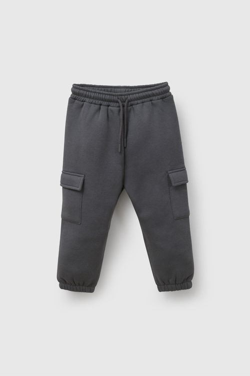 Pantalón Buzo Cargo Infantil Gris de Algodón para Niño