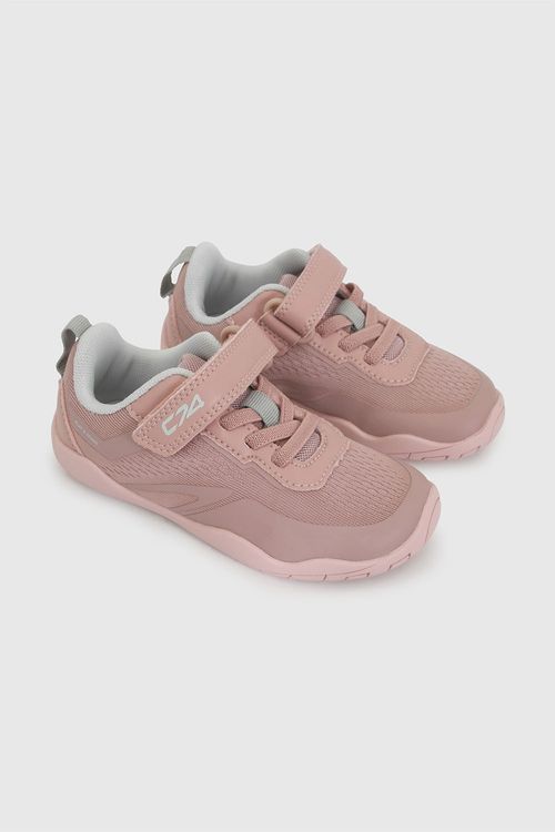 Zapatilla Deportiva Rosada de Niña en Textil con Velcro y Cordón Elástico