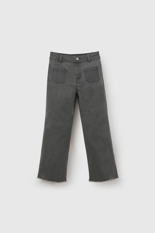 Jeans culotte bolsillos niña gris 3/4A a 12/13A