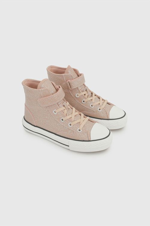 Zapatilla Lifestyle Rosada de Niña 100% Sintético con Velcro y Cordón Elástico