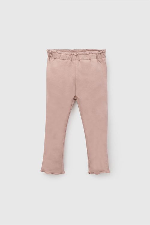 Pantalón de Niña Rosado de Algodón Elasticado con Cintura Elasticada