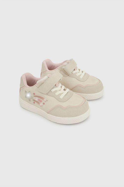 Zapatilla Beige de Niña con Luces On/Off y Velcro