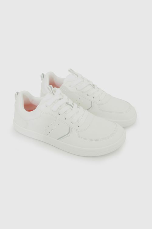 Zapatilla Escolar Blanca con Cordones Reflectantes y Suela Antideslizante